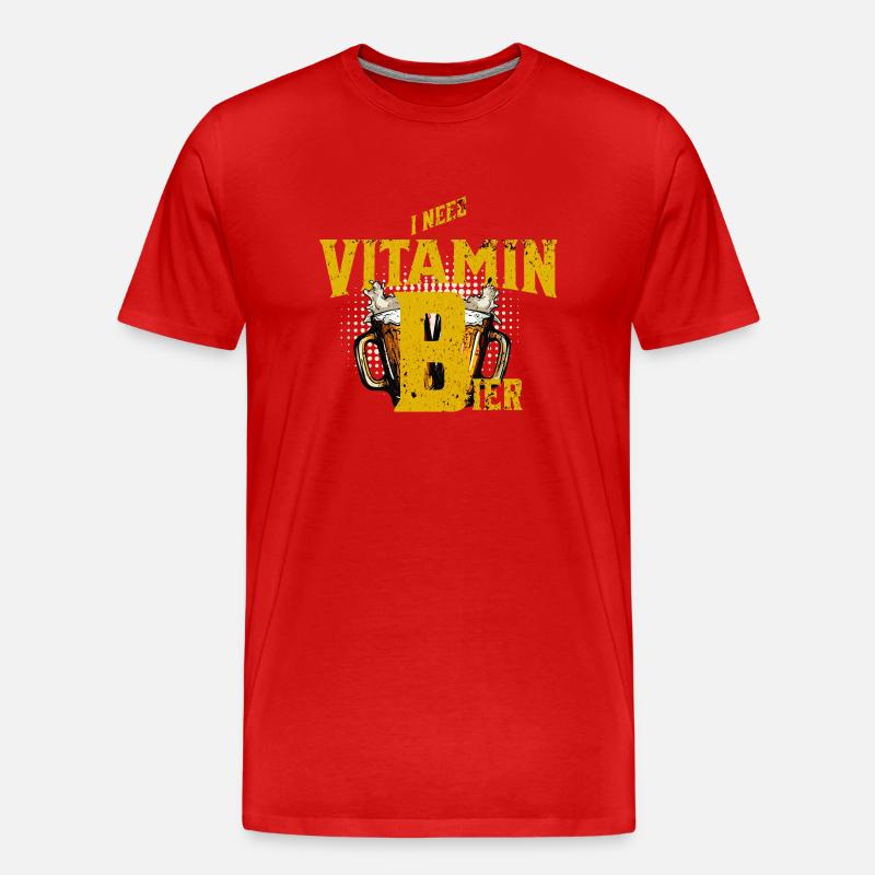 Bier I need Vitamin B - Männer Premium Bio T-Shirt - Rot