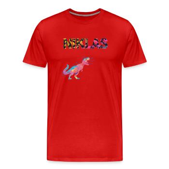 NIKLAS - Beautiful boy name with dinosaur - Men's Premium Organic T-Shirt - red - Front - Damien (186cm)