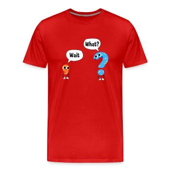 Warte, Was? - Wait, What? - Comic Satzzeichen - Männer Premium Bio T-Shirt - Rot - Vorne - Damien (186cm)