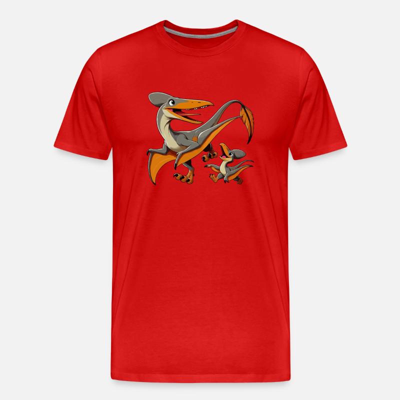 Pteranodon Mutter und Kind - Männer Premium Bio T-Shirt - Rot