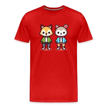 Personnages d’animaux mignons en vestes - T-shirt bio Premium Homme - rouge - Devant - Damien (186cm)
