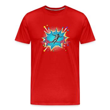 Motorradfahrer Pop Art Comic Retro Herzschlag - Männer Premium Bio T-Shirt - Rot - Vorne - Damien (186cm)