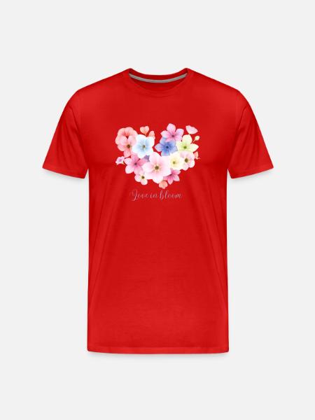 Love in Bloom Flower Design - Men's Premium Organic T-Shirt - red