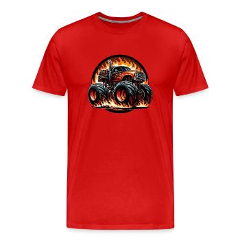 Monstertruck feurig - Männer Premium Bio T-Shirt - Rot - Vorne - Damien (186cm)