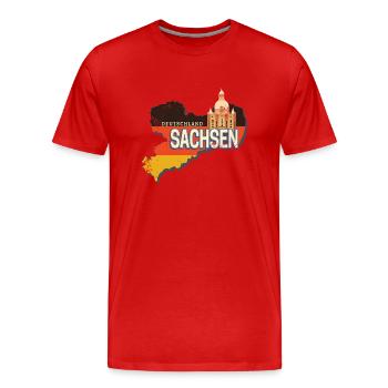Sachsen Deutschland Retro Bundesland Landkarte - Männer Premium Bio T-Shirt - Rot - Vorne - Damien (186cm)