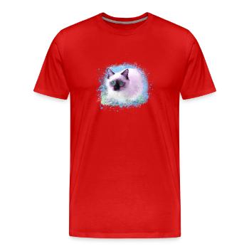cat, blue,watercolor,painting,graffiti,kitten - Men's Premium Organic T-Shirt - red - Front - Damien (186cm)