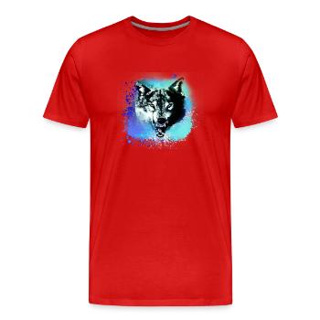 wolf,blau,hund, husky,Hund, malerei,graffiti - Männer Premium Bio T-Shirt - Rot - Vorne - Damien (186cm)