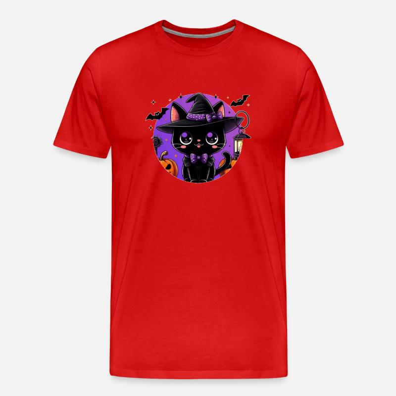 Süßes Kätzchen Halloween v2 - Männer Premium Bio T-Shirt - Rot