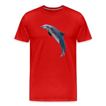 Saut de dauphin, Naturel, à gauche - T-shirt bio Premium Homme - rouge - Devant - Damien (186cm)