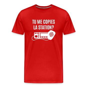 tu me copies la station - T-shirt bio Premium Homme - rouge - Devant - Damien (186cm)