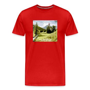 Das Obernbergtal,landschaft,berge,kirche,tirol - Männer Premium Bio T-Shirt - Rot - Vorne - Damien (186cm)