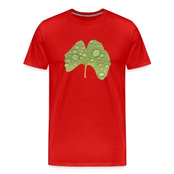Ginkgo Leaf Water Drop Ginkgo Leaf Photo - Men's Premium Organic T-Shirt - red - Front - Damien (186cm)