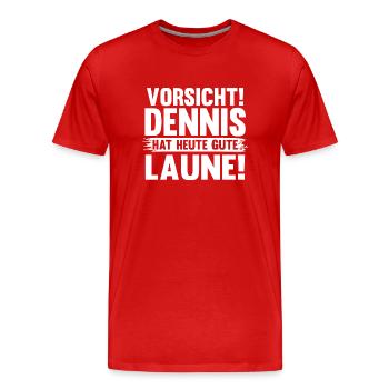 Prénom Dennis - T-shirt bio Premium Homme - rouge - Devant - Damien (186cm)