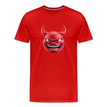 Émoticône du diable Satan - T-shirt bio Premium Homme - rouge - Devant - Damien (186cm)