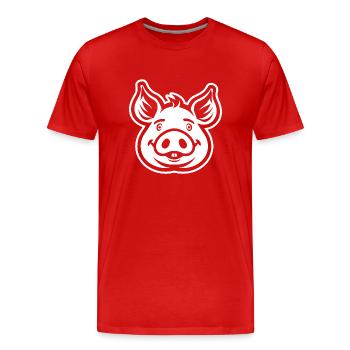 Schwein Schweinchen - Männer Premium Bio T-Shirt - Rot - Vorne - Damien (186cm)