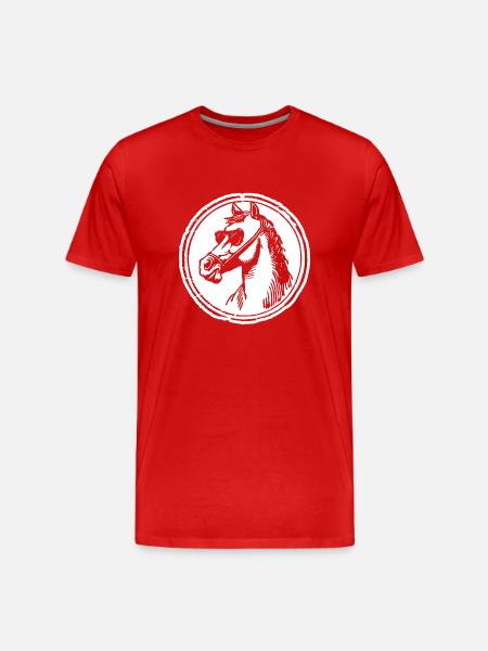 Pferd Pferde Pferdekopf - Männer Premium Bio T-Shirt - Rot