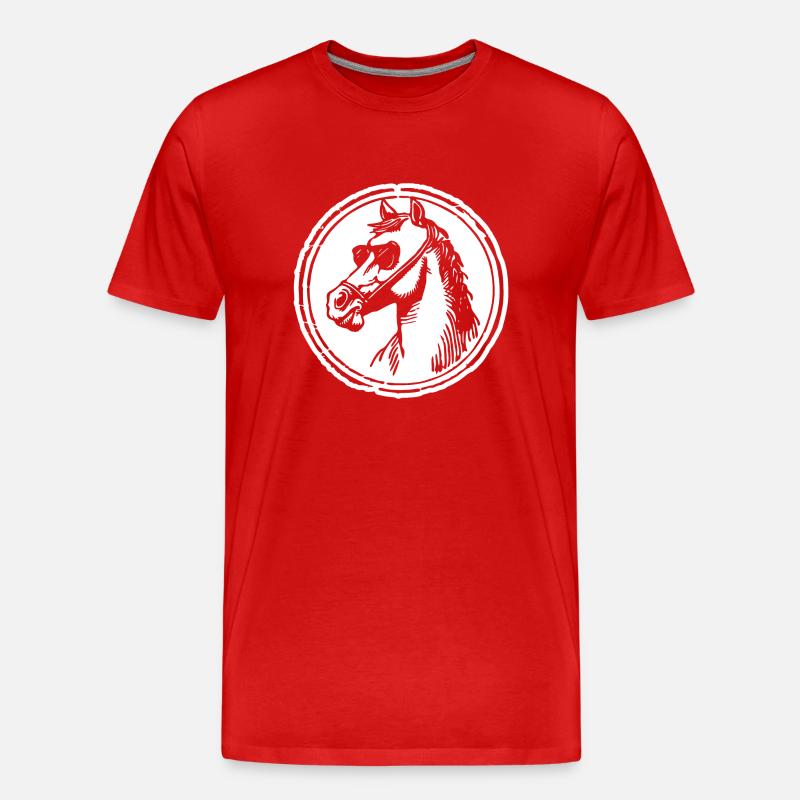 Pferd Pferde Pferdekopf - Männer Premium Bio T-Shirt - Rot