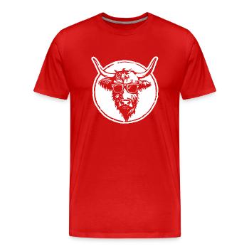 Highland Kuh - Männer Premium Bio T-Shirt - Rot - Vorne - Damien (186cm)