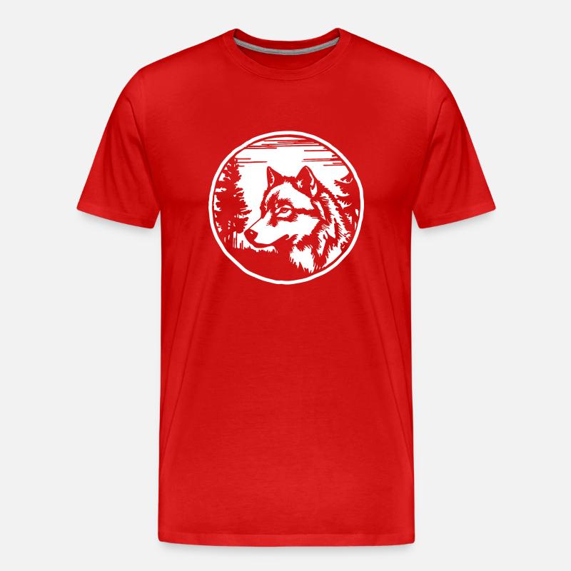 Wolf - Männer Premium Bio T-Shirt - Rot