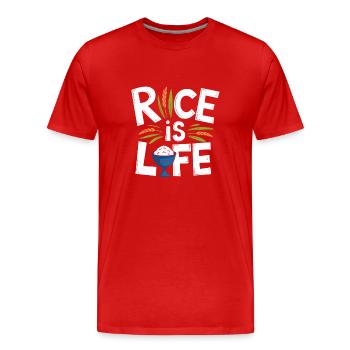 Rice is life funny Reis Design - Men's Premium Organic T-Shirt - red - Front - Damien (186cm)