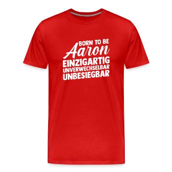 Prénom Aaron - T-shirt bio Premium Homme - rouge - Devant - Damien (186cm)