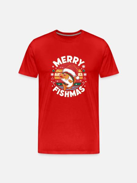 Merry FishmasFun Angler Design - Men's Premium Organic T-Shirt - red