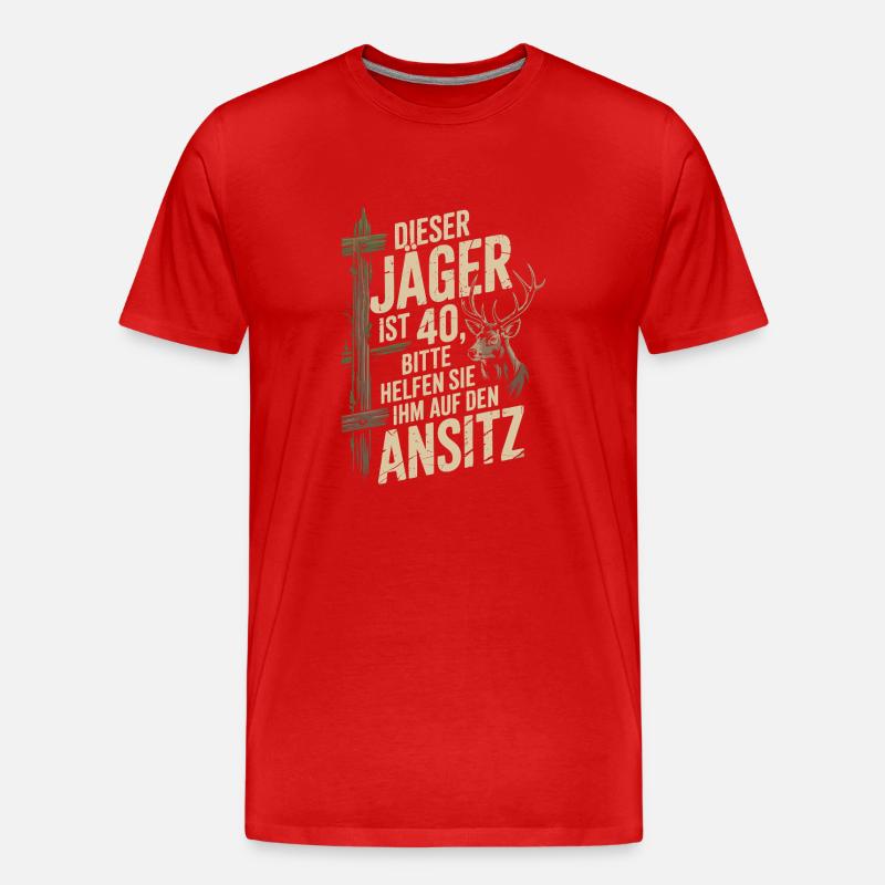 Dieser Jäger ist 40 - Männer Premium Bio T-Shirt - Rot