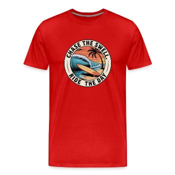 Chase the Swell, Ride the Day - Men's Premium Organic T-Shirt - red - Front - Damien (186cm)
