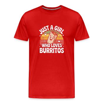 Juste une fille qui aime les burritos - T-shirt bio Premium Homme - rouge - Devant - Damien (186cm)