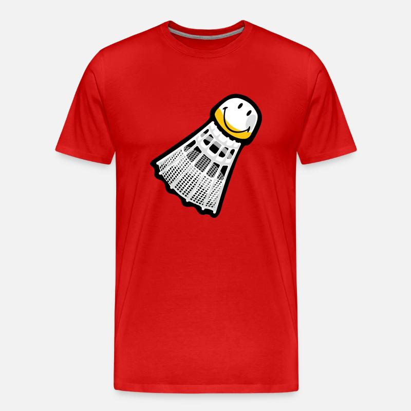 Smiley Badminton - Männer Premium Bio T-Shirt - Rot