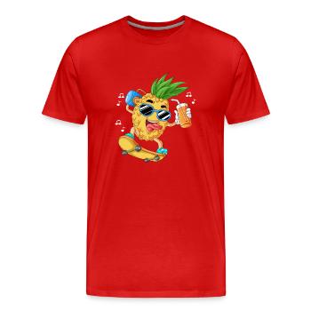 Skateboard ananas - T-shirt bio Premium Homme - rouge - Devant - Damien (186cm)