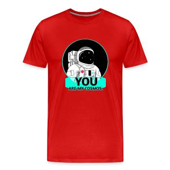 Cosmos - Astronaut - Men's Premium Organic T-Shirt - red - Front - Damien (186cm)