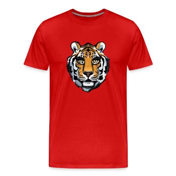 portrait tigre - T-shirt bio Premium Homme - rouge - Devant - Damien (186cm)