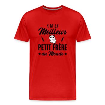 j ai le meilleur petit frère du monde - T-shirt bio Premium Homme - rouge - Devant - Damien (186cm)