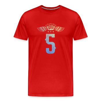 5 Couronne numérique - T-shirt bio Premium Homme - rouge - Devant - Damien (186cm)