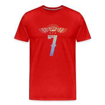 7 Couronne numérique - T-shirt bio Premium Homme - rouge - Devant - Damien (186cm)