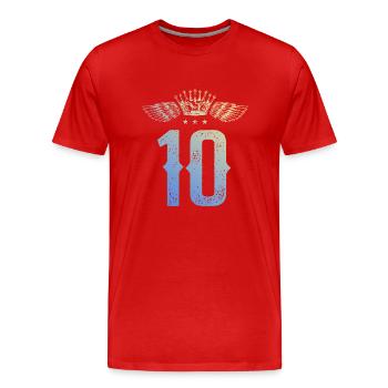 10 Couronne numérique - T-shirt bio Premium Homme - rouge - Devant - Damien (186cm)