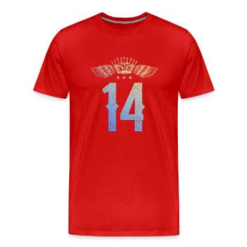 14 Couronne numérique - T-shirt bio Premium Homme - rouge - Devant - Damien (186cm)