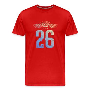 26 Couronne numérique - T-shirt bio Premium Homme - rouge - Devant - Damien (186cm)
