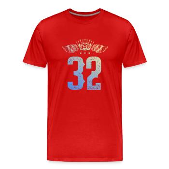 32 Couronne numérique - T-shirt bio Premium Homme - rouge - Devant - Damien (186cm)