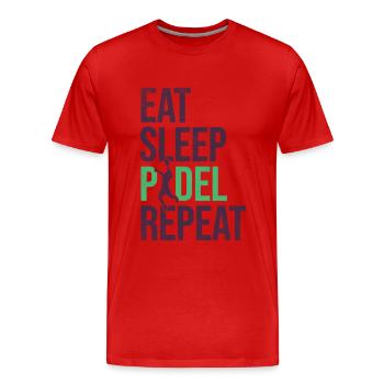 Padel tennis padel player eating sleeping padel - Men's Premium Organic T-Shirt - red - Front - Damien (186cm)