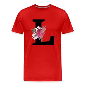 Buchstabe l blumig - Männer Premium Bio T-Shirt - Rot - Vorne - Damien (186cm)