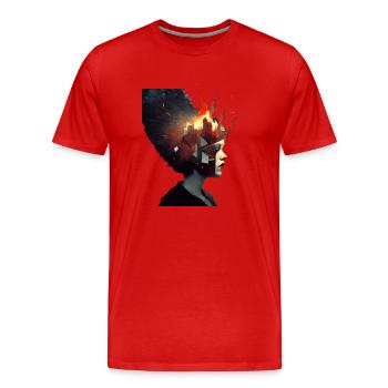 Explosionen im Kopf - Männer Premium Bio T-Shirt - Rot - Vorne - Damien (186cm)