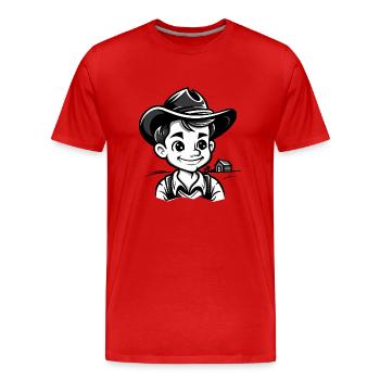 Le dessin animé Country Boy - T-shirt bio Premium Homme - rouge - Devant - Damien (186cm)