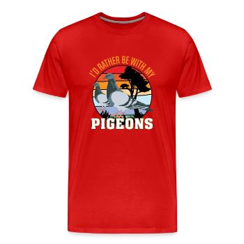 Eher mit Tauben Parkgestaltung für Taubenliebhaber - Männer Premium Bio T-Shirt - Rot - Vorne - Damien (186cm)