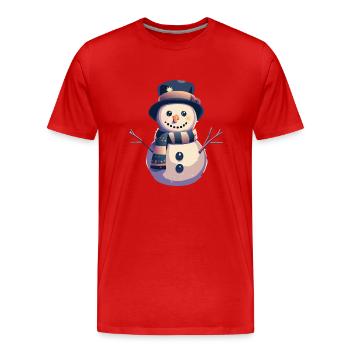 Cheerful snowman - Men's Premium Organic T-Shirt - red - Front - Damien (186cm)