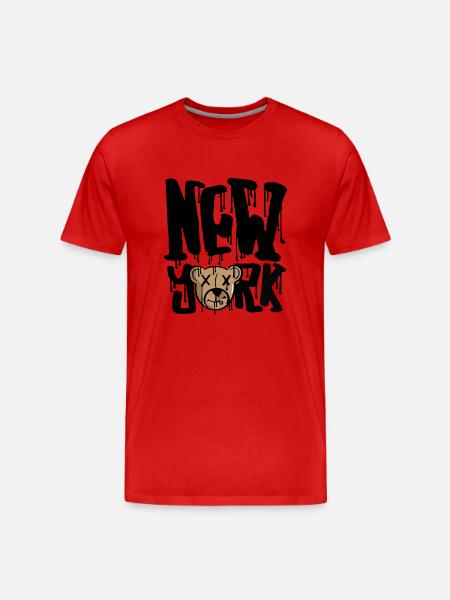 new york, bear,style - Men's Premium Organic T-Shirt - red