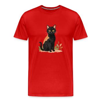 Chat noir et brun - T-shirt bio Premium Homme - rouge - Devant - Damien (186cm)