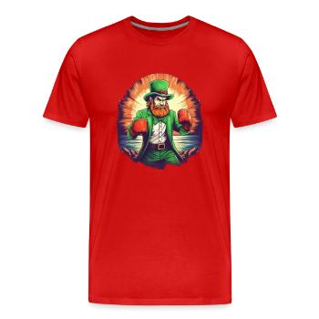 Boîtes de trèfles de la Saint-Patrick - T-shirt bio Premium Homme - rouge - Devant - Damien (186cm)