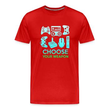 Gamer Jeu En Ligne Jeux Sur Ordinateur Arcade Neon - T-shirt bio Premium Homme - rouge - Devant - Damien (186cm)